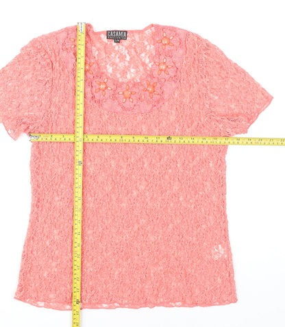 Womens UK Size S Casamia Pink Lace Blouse