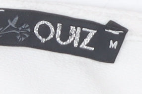 Quiz Women White Beaded Bell Sleeve Tunic Blouse Size M