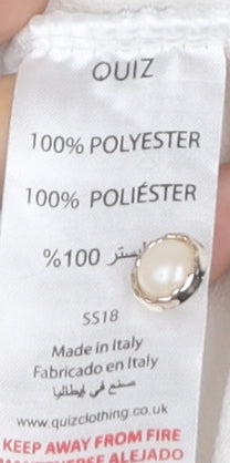 Quiz Women White Beaded Bell Sleeve Tunic Blouse Size M