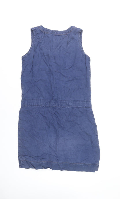 Next Women's Blue Linen Shirt Dress Size 8 Sleeveless Casual