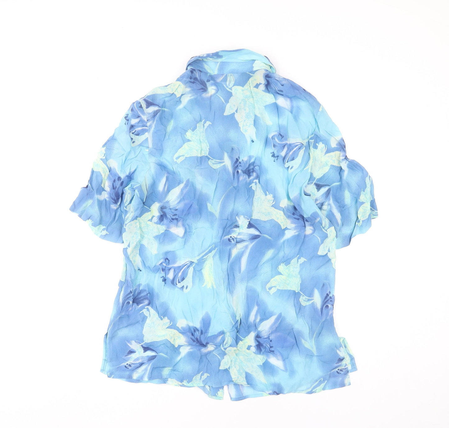 Blanchelle Womens Blue Floral Viscose Button-Up Shirt Size 16