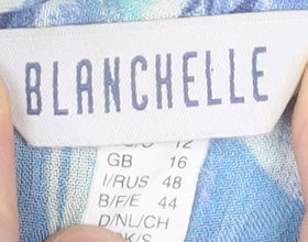 Blanchelle Womens Blue Floral Viscose Button-Up Shirt Size 16