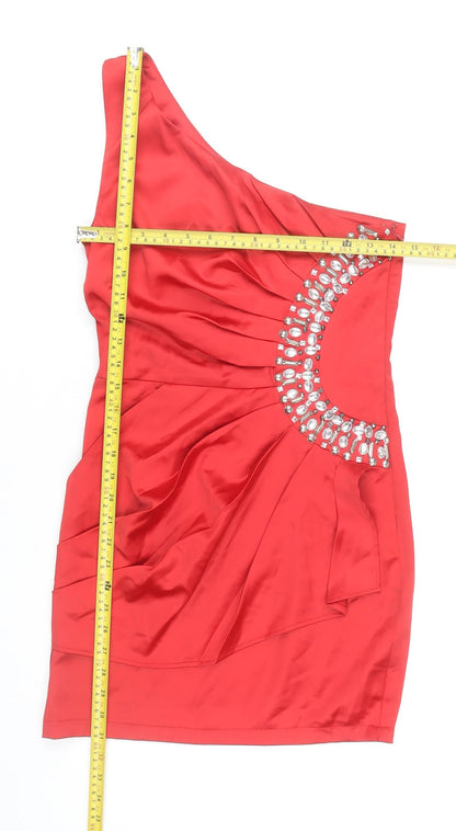 AX Paris Women Red Size 8 One Shoulder Bodycon Party Dress