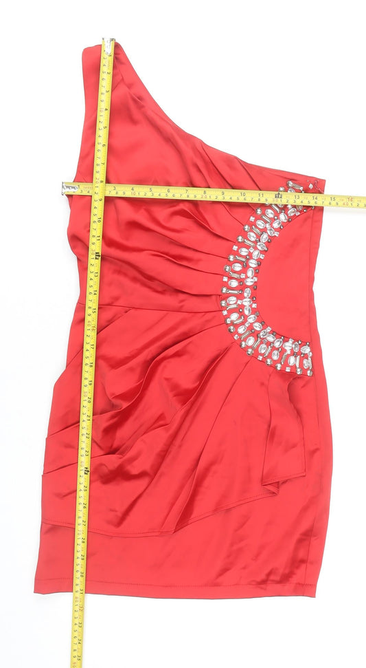 AX Paris Women Red Size 8 One Shoulder Bodycon Party Dress