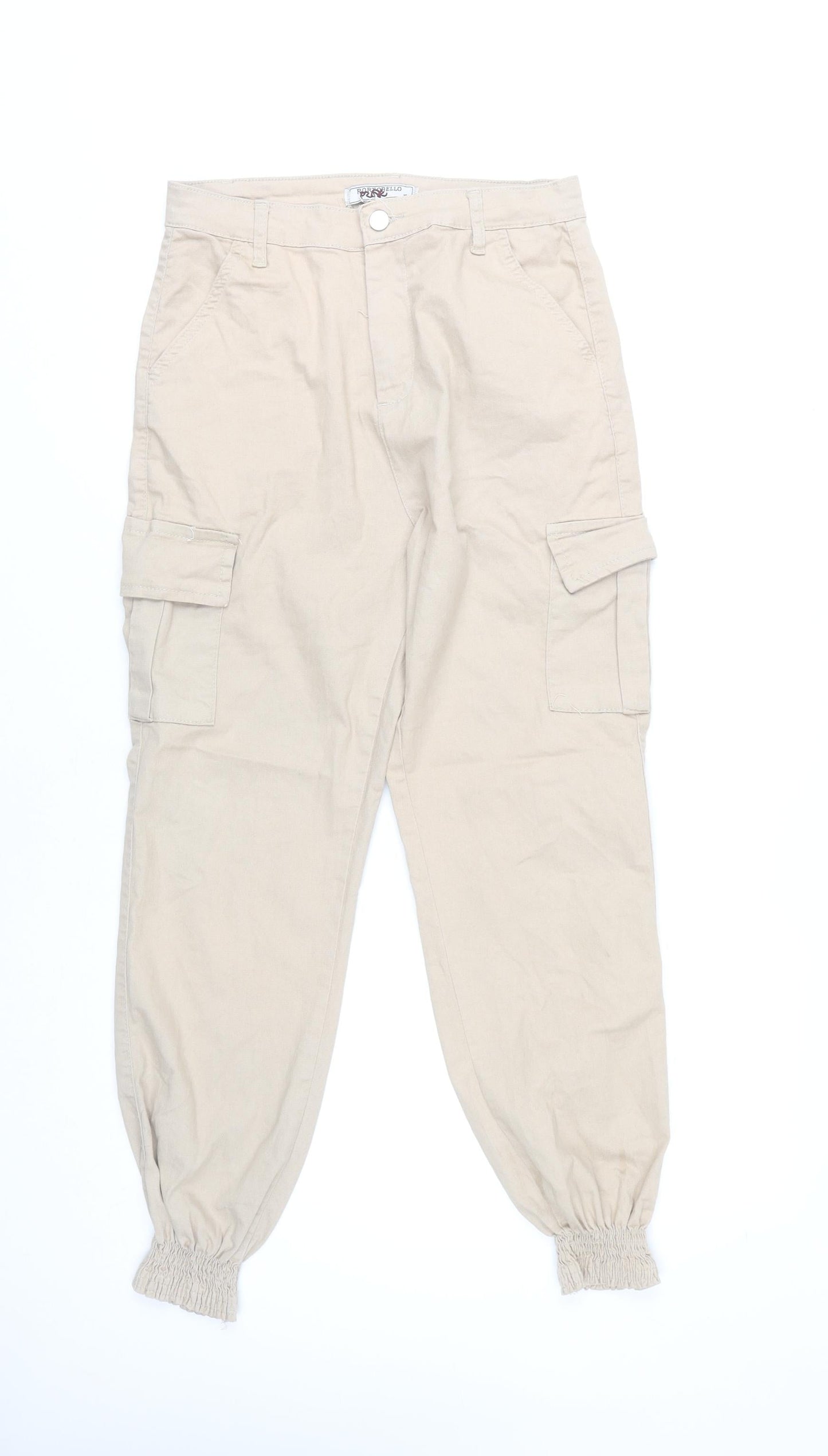 Portobello Punk Women’s Beige Cargo Trousers Size 10 Cotton