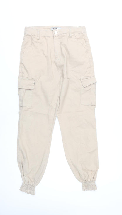 Portobello Punk Women’s Beige Cargo Trousers Size 10 Cotton