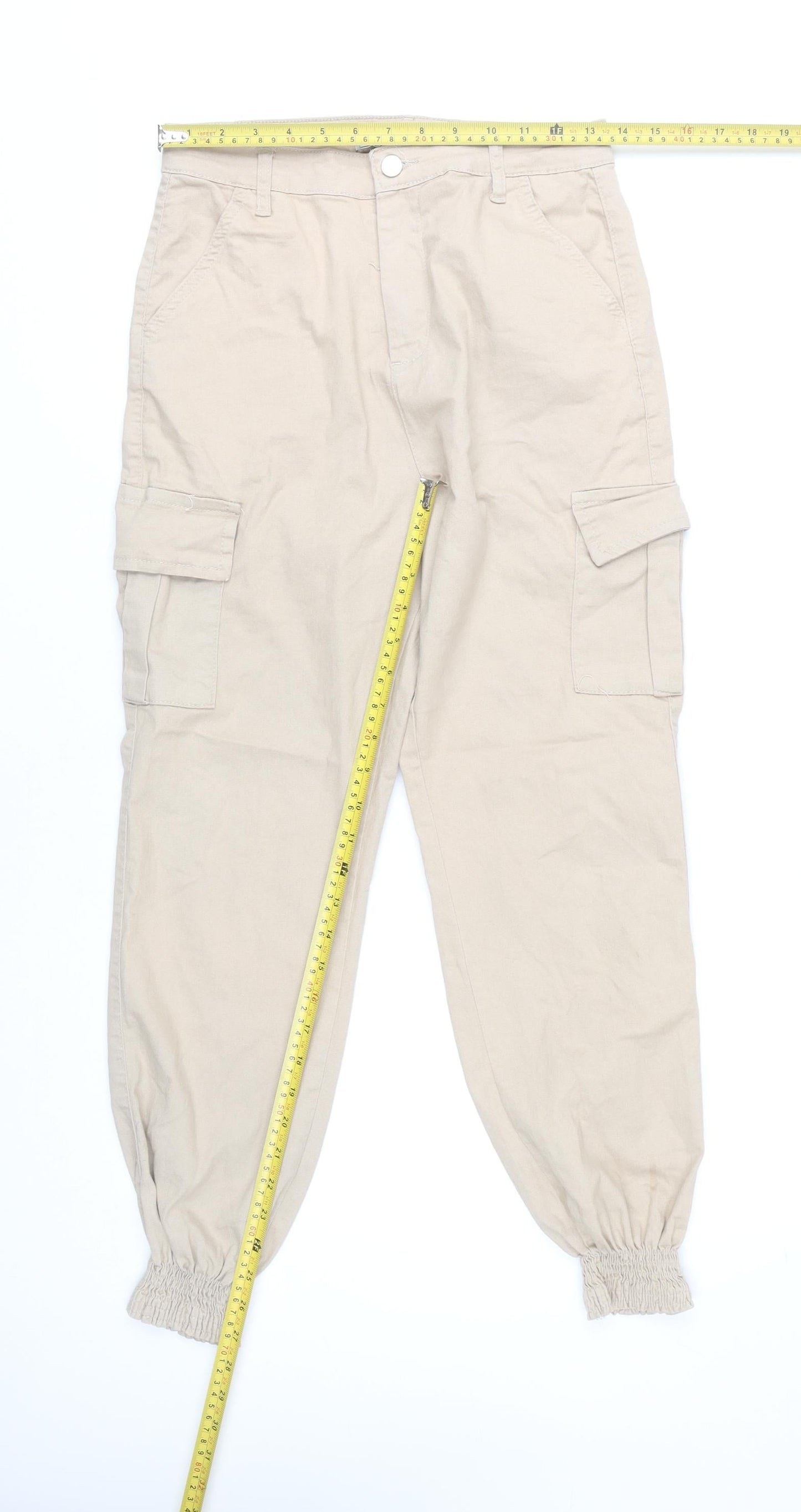 Portobello Punk Women’s Beige Cargo Trousers Size 10 Cotton