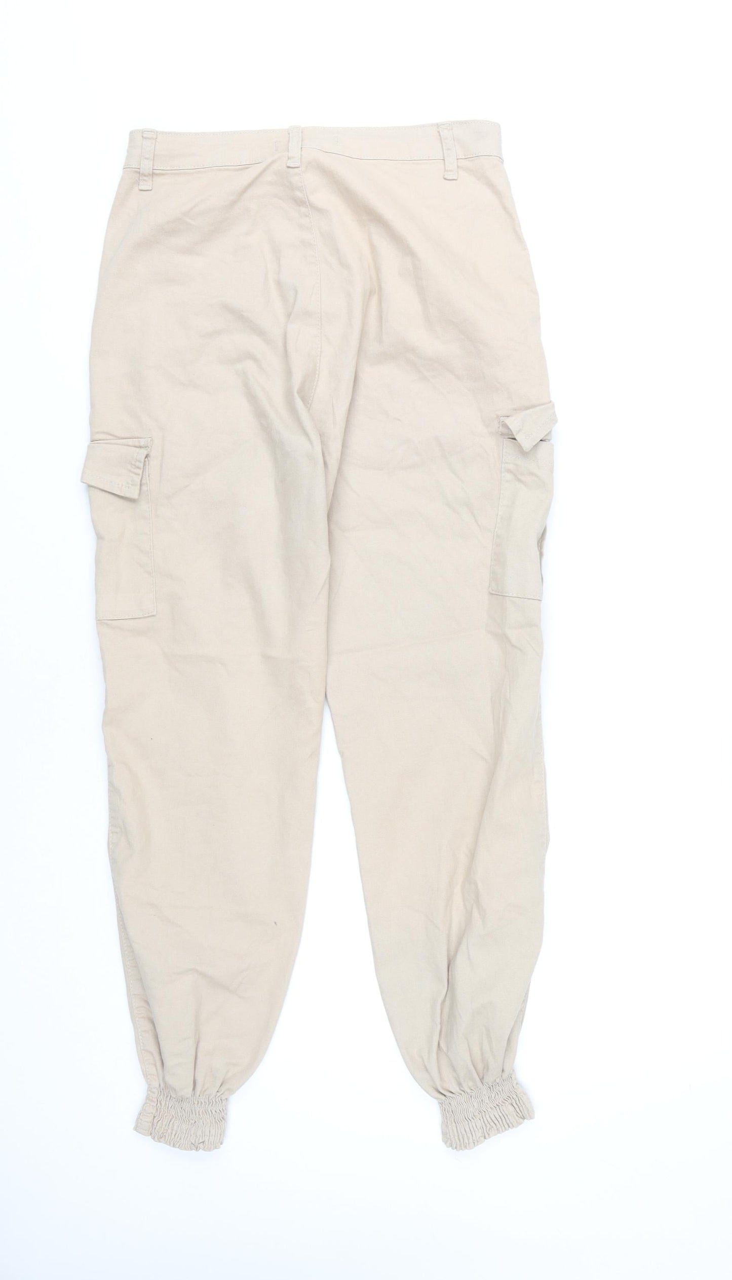 Portobello Punk Women’s Beige Cargo Trousers Size 10 Cotton