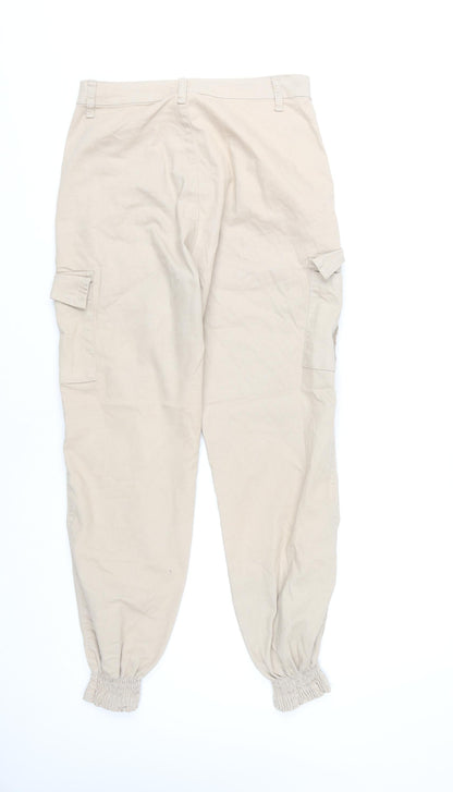 Portobello Punk Women’s Beige Cargo Trousers Size 10 Cotton