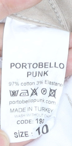 Portobello Punk Women’s Beige Cargo Trousers Size 10 Cotton