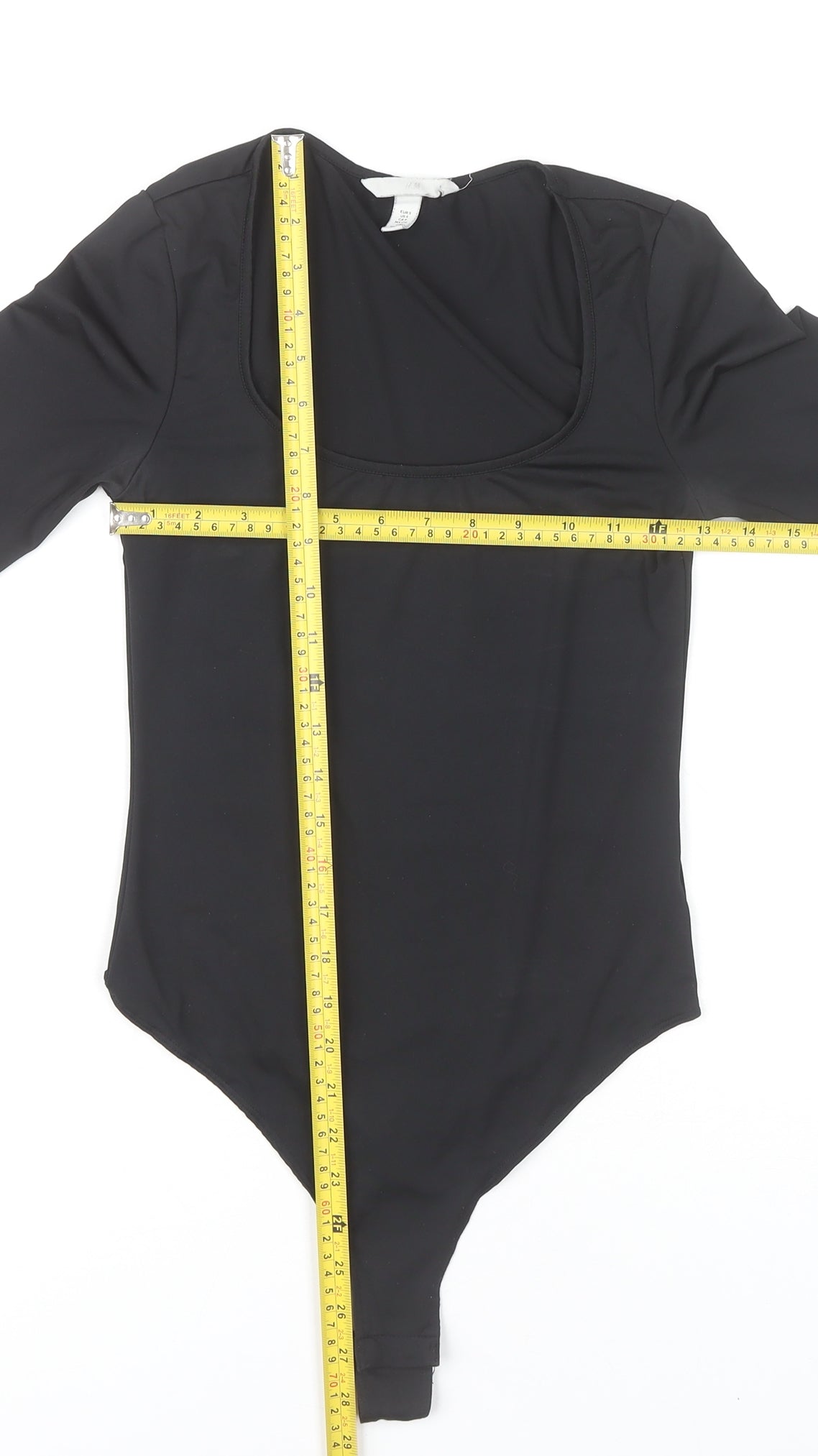 H&M Women’s Black Long Sleeve Bodysuit Size 8 Slim Fit Stretch