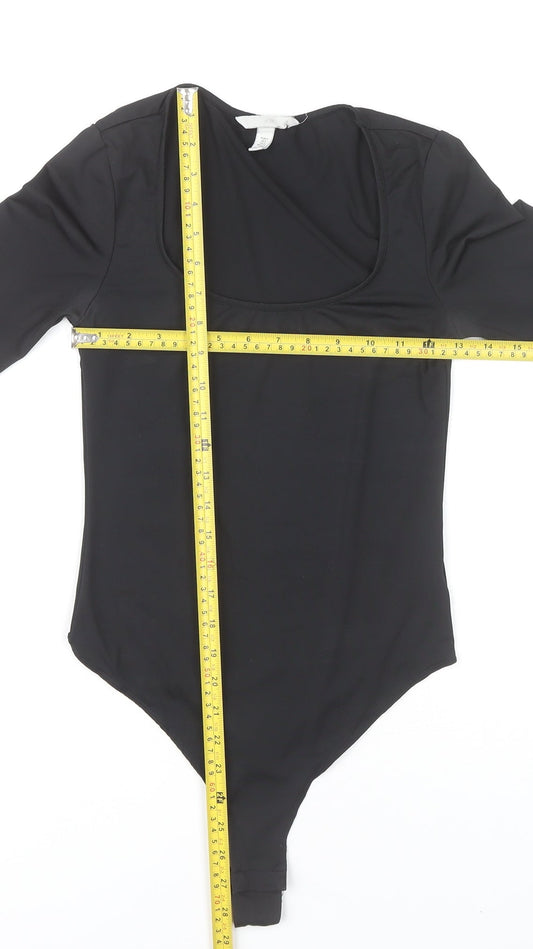 H&M Women’s Black Long Sleeve Bodysuit Size 8 Slim Fit Stretch