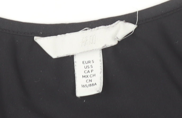 H&M Women’s Black Long Sleeve Bodysuit Size 8 Slim Fit Stretch