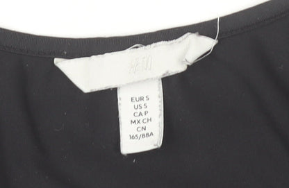 H&M Women’s Black Long Sleeve Bodysuit Size 8 Slim Fit Stretch