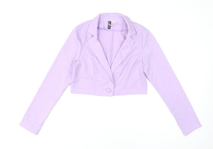H&M Women’s Purple Cropped Blazer Size 6 Slim Fit Party Jacket