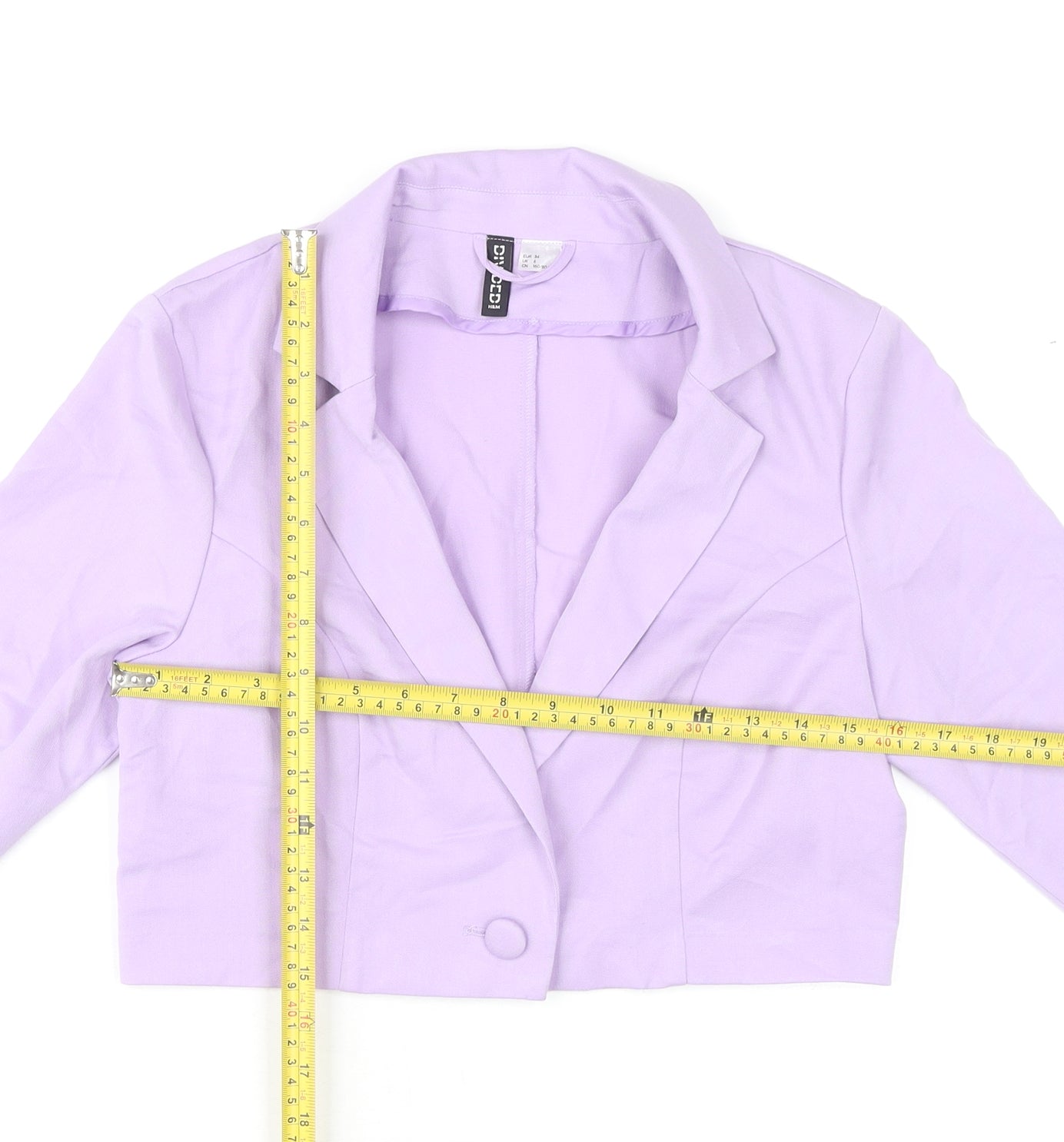 H&M Women’s Purple Cropped Blazer Size 6 Slim Fit Party Jacket