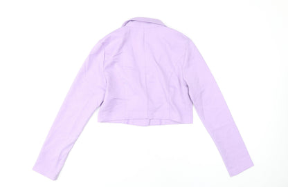 H&M Women’s Purple Cropped Blazer Size 6 Slim Fit Party Jacket