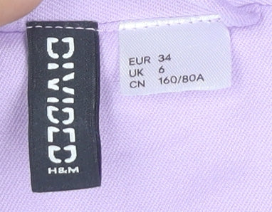 H&M Women’s Purple Cropped Blazer Size 6 Slim Fit Party Jacket