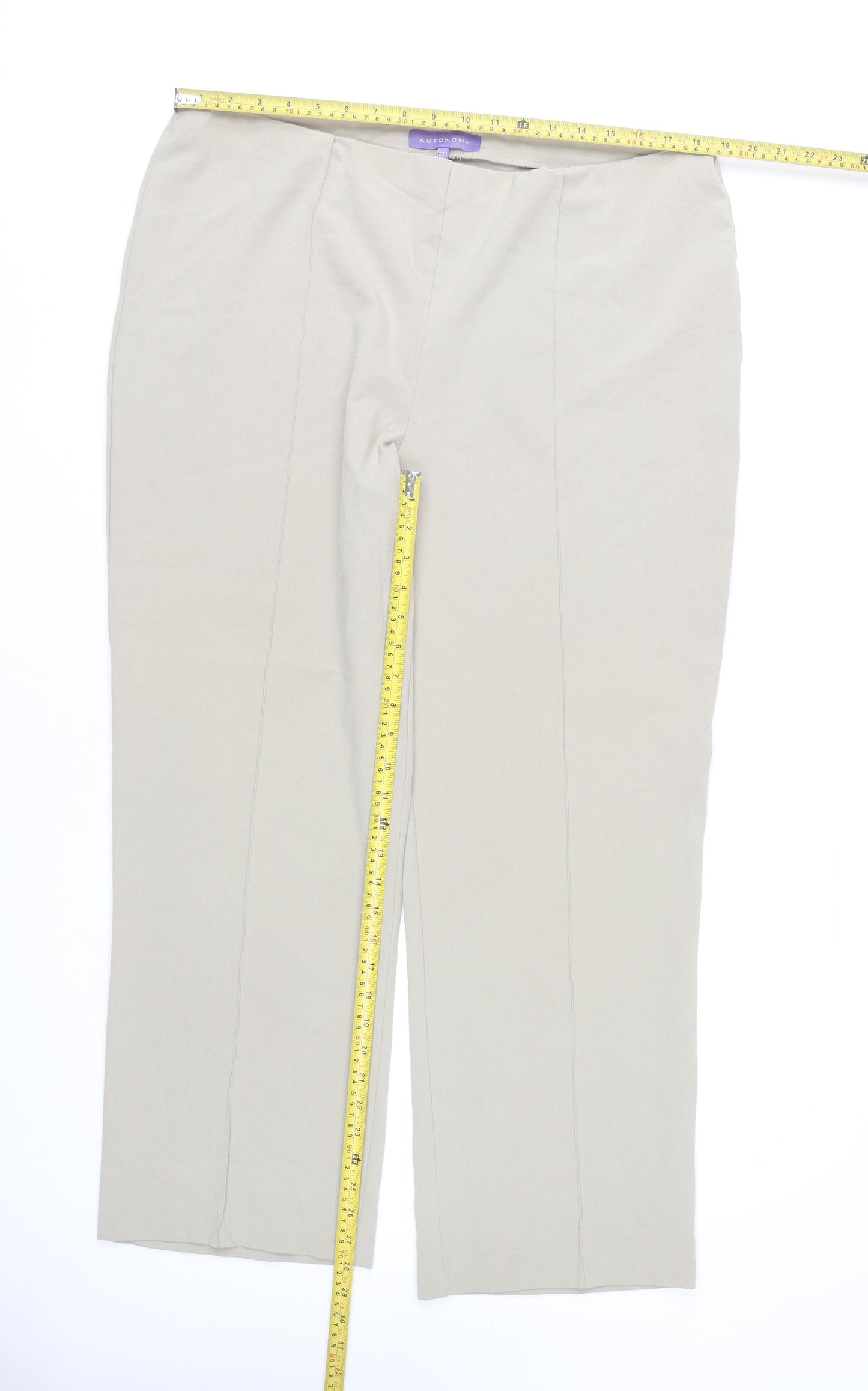Autonomy Womens Beige Size 20 Straight Leg Dress Trousers