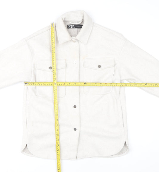 Womens UK Size XS Zara Ivory Basic Jacket