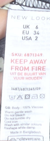 New Look Womens Black Floral Playsuit Size 6 Puff Sleeve V-Neck