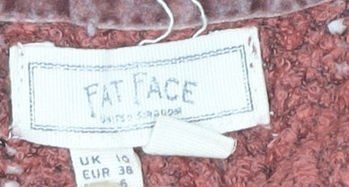 Fat Face Womens Pink Henley Knit Jumper UK 10 Scoop Neck