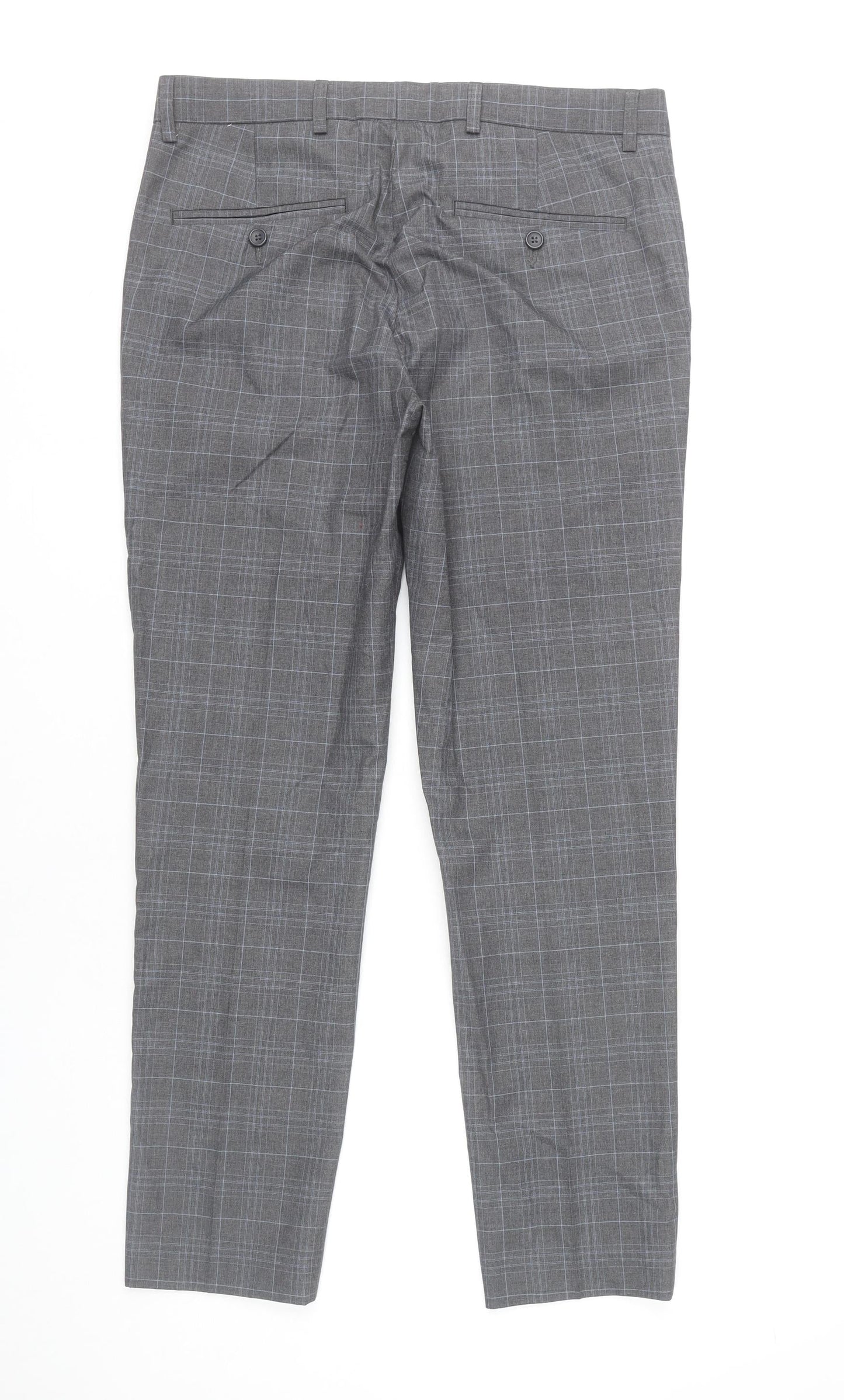 Burton Menswear Men's Grey Check Skinny Fit Formal Dress Trousers Size 32R