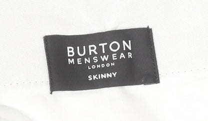 Burton Menswear Men's Grey Check Skinny Fit Formal Dress Trousers Size 32R