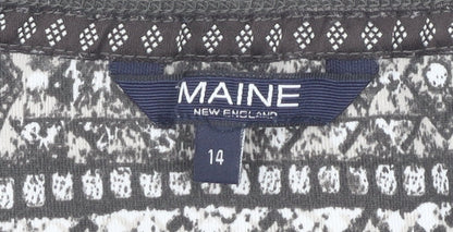 Maine New England Womens Brown Geometric Cotton T-Shirt Size 14