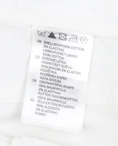 H&M Women White Cut-Off Denim Shorts Size 8 Stretch Casual Summer