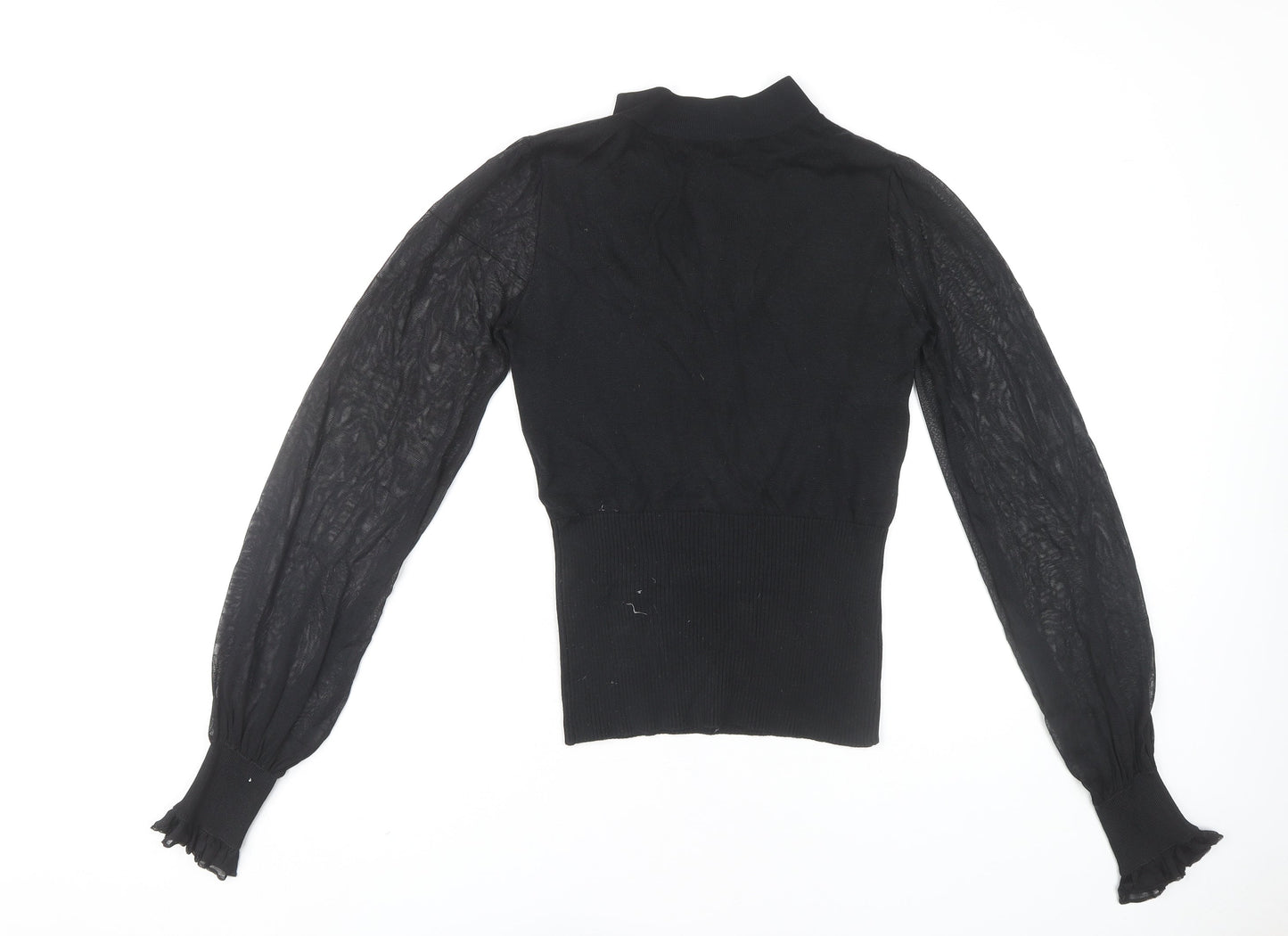 Arden B. Women’s Black Ruffle High Neck Tunic Blouse Size S