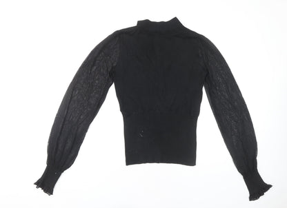 Arden B. Women’s Black Ruffle High Neck Tunic Blouse Size S