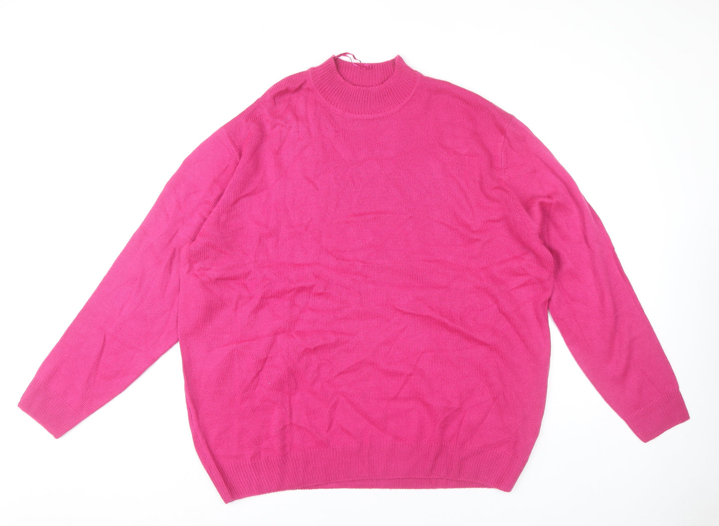 Damart Womens Plus Size Dark Fuchsia Mock Neck Acrylic Jumper UK 26