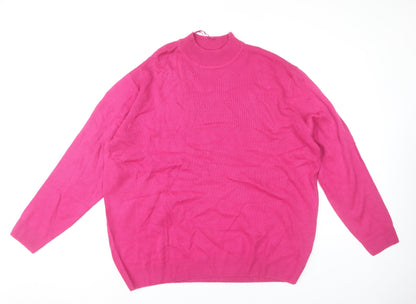 Damart Womens Plus Size Dark Fuchsia Mock Neck Acrylic Jumper UK 26
