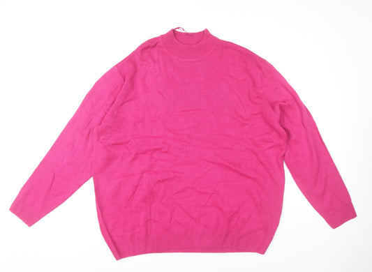 Damart Womens Plus Size Dark Fuchsia Mock Neck Acrylic Jumper UK 26
