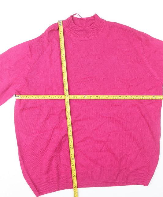 Damart Womens Plus Size Dark Fuchsia Mock Neck Acrylic Jumper UK 26