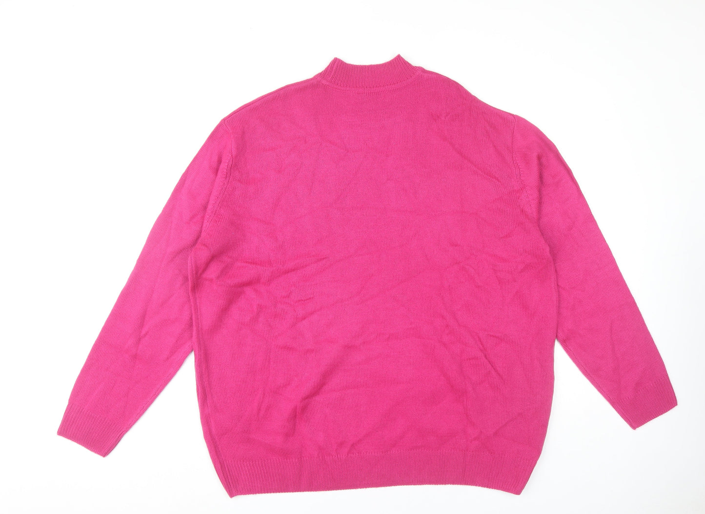 Damart Womens Plus Size Dark Fuchsia Mock Neck Acrylic Jumper UK 26