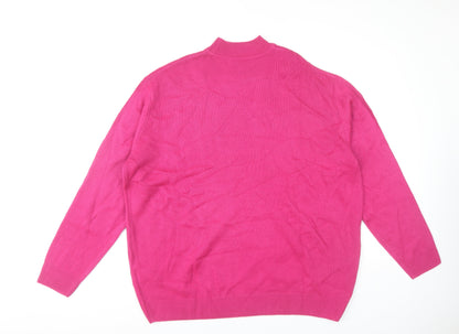 Damart Womens Plus Size Dark Fuchsia Mock Neck Acrylic Jumper UK 26