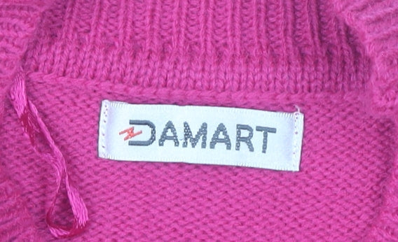 Damart Womens Plus Size Dark Fuchsia Mock Neck Acrylic Jumper UK 26