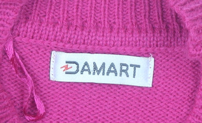Damart Womens Plus Size Dark Fuchsia Mock Neck Acrylic Jumper UK 26
