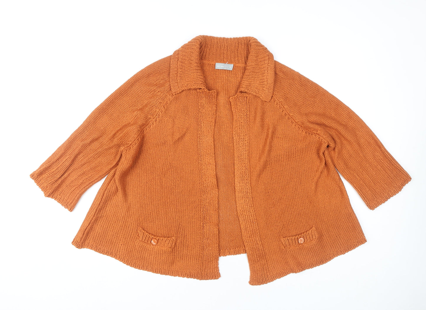 Womens UK Size XL Marks and Spencer Orange Cardigan Jumper