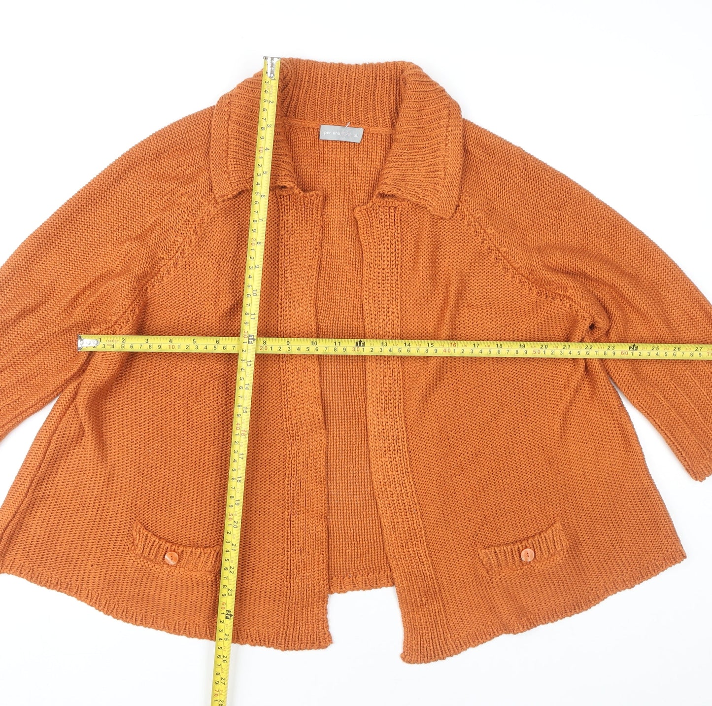 Womens UK Size XL Marks and Spencer Orange Cardigan Jumper