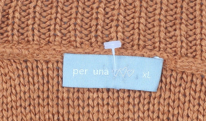 Womens UK Size XL Marks and Spencer Orange Cardigan Jumper