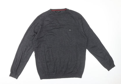 Austin Reed Mens Grey Wool Blend Jumper M Crew Neck Pullover