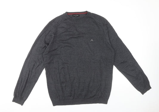 Austin Reed Mens Grey Wool Blend Jumper M Crew Neck Pullover