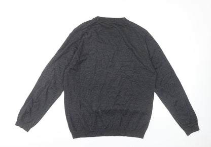 Austin Reed Mens Grey Wool Blend Jumper M Crew Neck Pullover