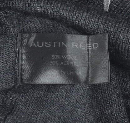 Austin Reed Mens Grey Wool Blend Jumper M Crew Neck Pullover