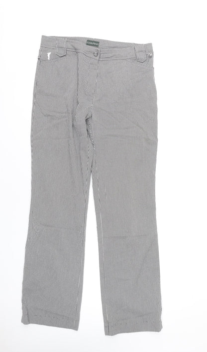 Golfino Womens UK 12 Black Check Straight Trousers Casual Smart