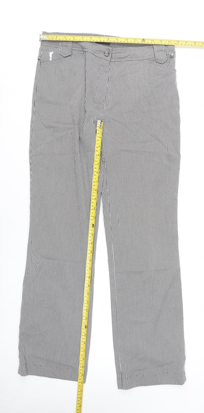 Golfino Womens UK 12 Black Check Straight Trousers Casual Smart