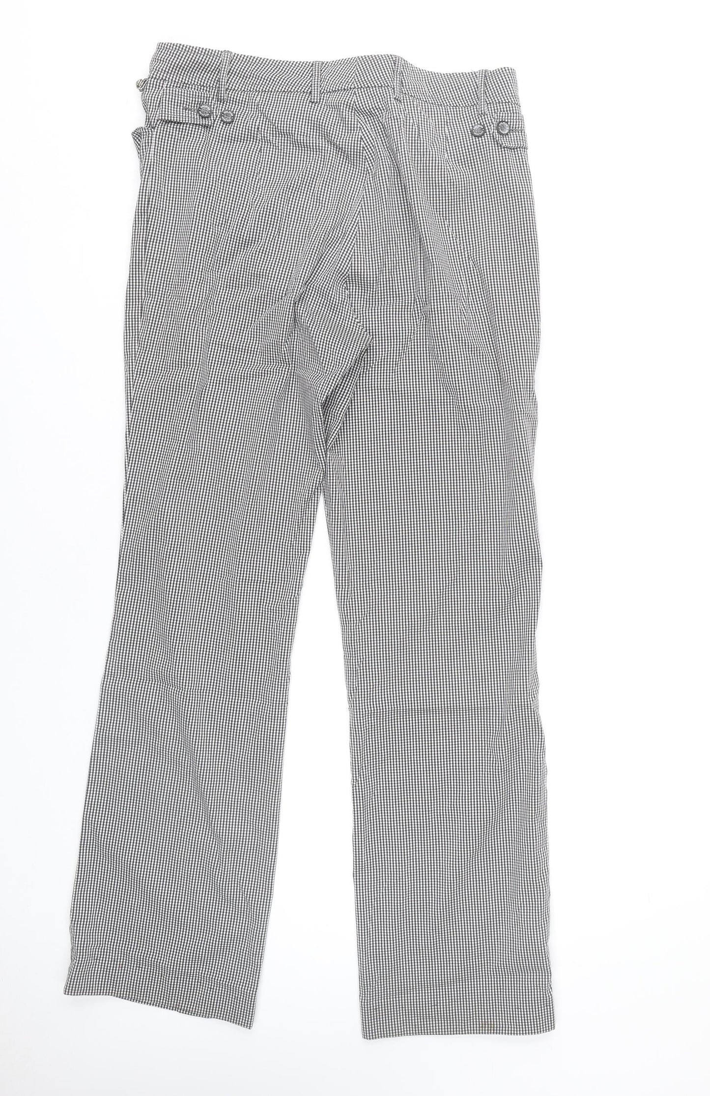 Golfino Womens UK 12 Black Check Straight Trousers Casual Smart